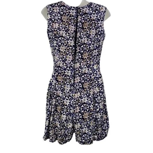 FIBER OPTICS VINTAGE WOMEN'S NAVY & CREAM PATTERN SHORTS ROMPER DRESS SIZE 7/8 - Picture 2 of 6